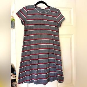 Rolla Coster striped t-shirt dress grey, red, white, navy size small, A-line